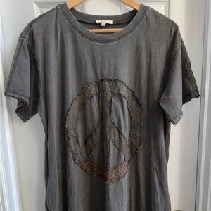 Easel Peace Patchwork Dress S Oversized Dark Fairy Hippie Boho Mineral Wash